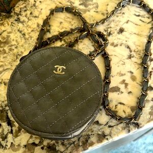 Look like Chanel gray  Quilted Round Bag